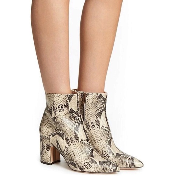 Sam Edelman Hilty Snakeskin Block Heel Leather Bootie Size 7 - Picture 1 of 15